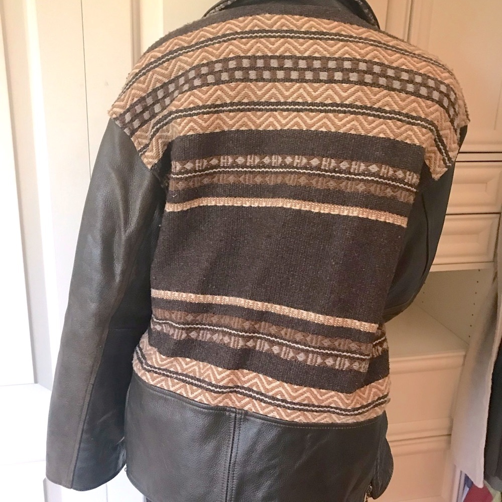Vintage Winlet Western Cowgirl Leather with Wool Jacket Zip Brown/Tan Southwest